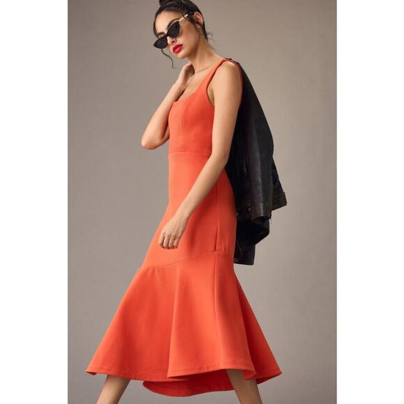 Anthropologie Dresses & Skirts - Anthropologie Dress Orange‎ Rich Girl Sleeveless Square Neck Slim Midi Medium
